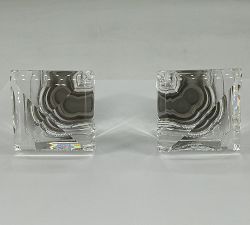 Open Box: Glass Square Finial, Set of 2 (0.75" Diam.) - Pewter