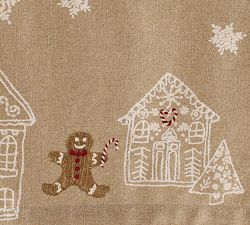 Gingerbread Village Embroidered Cotton Outdoor Oilcloth
