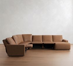 Larkspur Leather Power Reclining L-Shaped Wedge Chaise Sectional (175"-188")