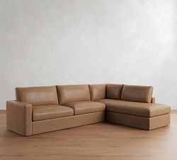 Westwood Square Arm Leather Return Bumper Sectional (117"-129")