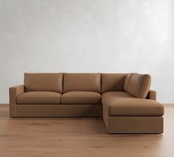 Westwood Square Arm Leather Return Bumper Sectional (117"-129")