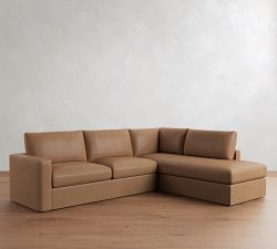 Westwood Square Arm Leather Return Bumper Sectional (117"-129")