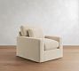 PB Comfort Modern Deep Square Arm Slipcovered Swivel Chair