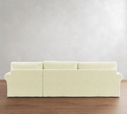 PB Comfort Modern Roll Arm Deep Seat Slipcovered Chaise Sectional (105"-131")