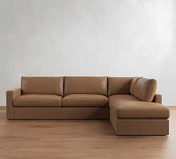 Westwood Square Arm Leather Return Bumper Sectional (117"-129")