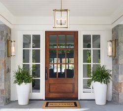 Blaine Ribbed Glass Round Indoor/Outdoor Pendant (14")