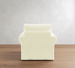 PB Comfort Modern Roll Arm Deep Seat Slipcovered Swivel Chair