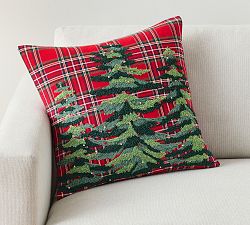 Elliot Tree Plaid Embroidered Pillow Cover