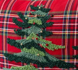 Elliot Tree Plaid Embroidered Pillow Cover