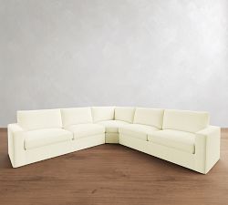 Westwood Square Arm Slipcovered 3-Piece L-Shaped Wedge Sectional (128")