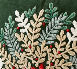 Winter Wreath Embroidered Pillow Cover