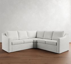 Cameron Slope Arm Slipcovered 3-Piece L-Shaped Wedge Sectional (100")