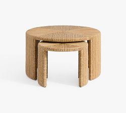 Malibu Round Woven Nesting Coffee Tables (20"-25")