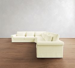 Westwood Roll Arm Deep Seat Slipcovered 3-Piece L-Shaped Wedge Sectional (136")
