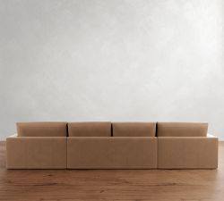 Westwood Square Arm Deep Seat Leather Double Chaise Sectional (172"-197")