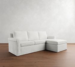 Cameron Roll Arm Slipcovered Chaise Sectional (100")