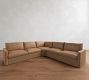 Westwood Slim Arm Leather 3-Piece L-Shaped Wedge Sectional (125")
