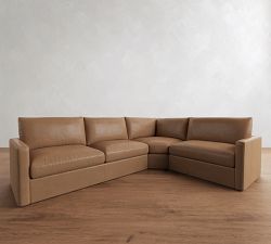 Westwood Slim Arm Leather 3-Piece Wedge Sectional (125")