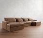 Westwood Square Arm Deep Seat Leather Double Chaise Sectional (172"-197")