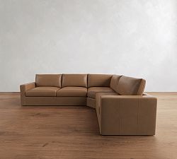 Westwood Square Arm Leather 3-Piece Wedge Sectional (128")