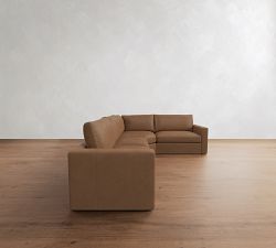 Westwood Square Arm Leather 3-Piece Wedge Sectional (128")