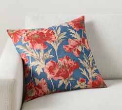 Poppy Vintage Floral Reversible Pillow Cover