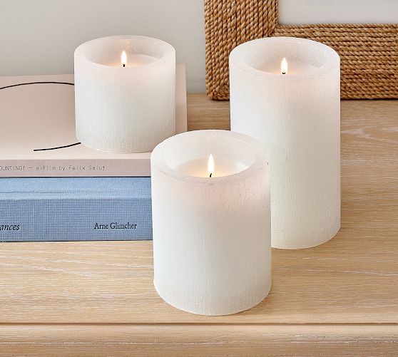 Scultpted Wax Pillar Candle - Coastal Vanilla