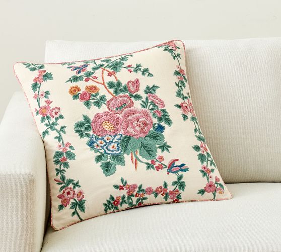 Agnes Floral Embroidered Pillow Cover