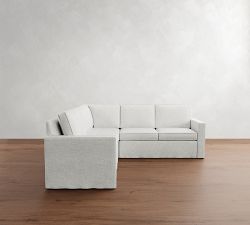 Cameron Square Arm Slipcovered 3-Piece L-Shaped Sectional (101")