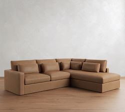 Westwood Square Arm Deep Seat Leather Return Bumper Sectional (122"-134")