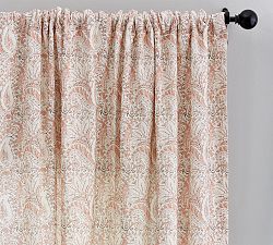 Open Box: Amala Kalamkari Printed Blackout Curtain, 50"W x 84"L - Blush