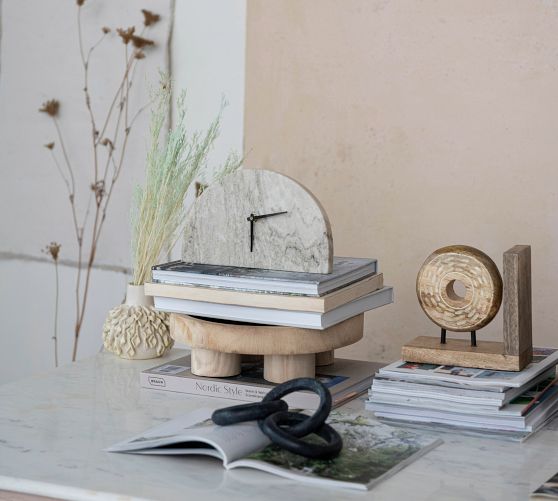 Decorative Half Moon Marble Mantel Clock