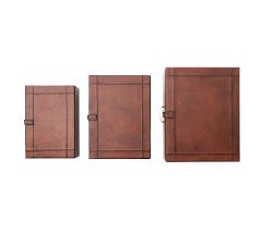 Leather Nesting Jewelry Boxes with Brass Closure, Set of 3