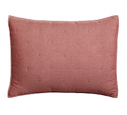 Open Box: Belgian Flax Linen Tufted Quilted Shams, Standard, Set of 2 - Rosewood