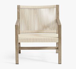 Open Box: Indio Coastal Mahogany &amp; Rope Outdoor Lounge Chair - Rope Oat, Weathered Gray Frame