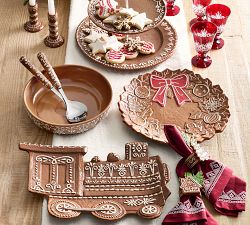 Gingerbread Wreath Stoneware Serving Platter
