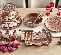 Gingerbread Wreath Stoneware Serving Platter