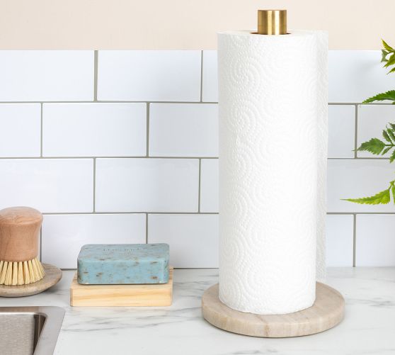 Modern Marble and Brass Paper Towel Holder