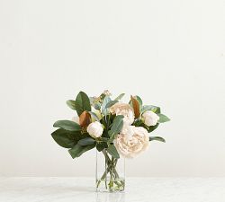 Faux Composed Peony &amp; Magnolia Arrangement