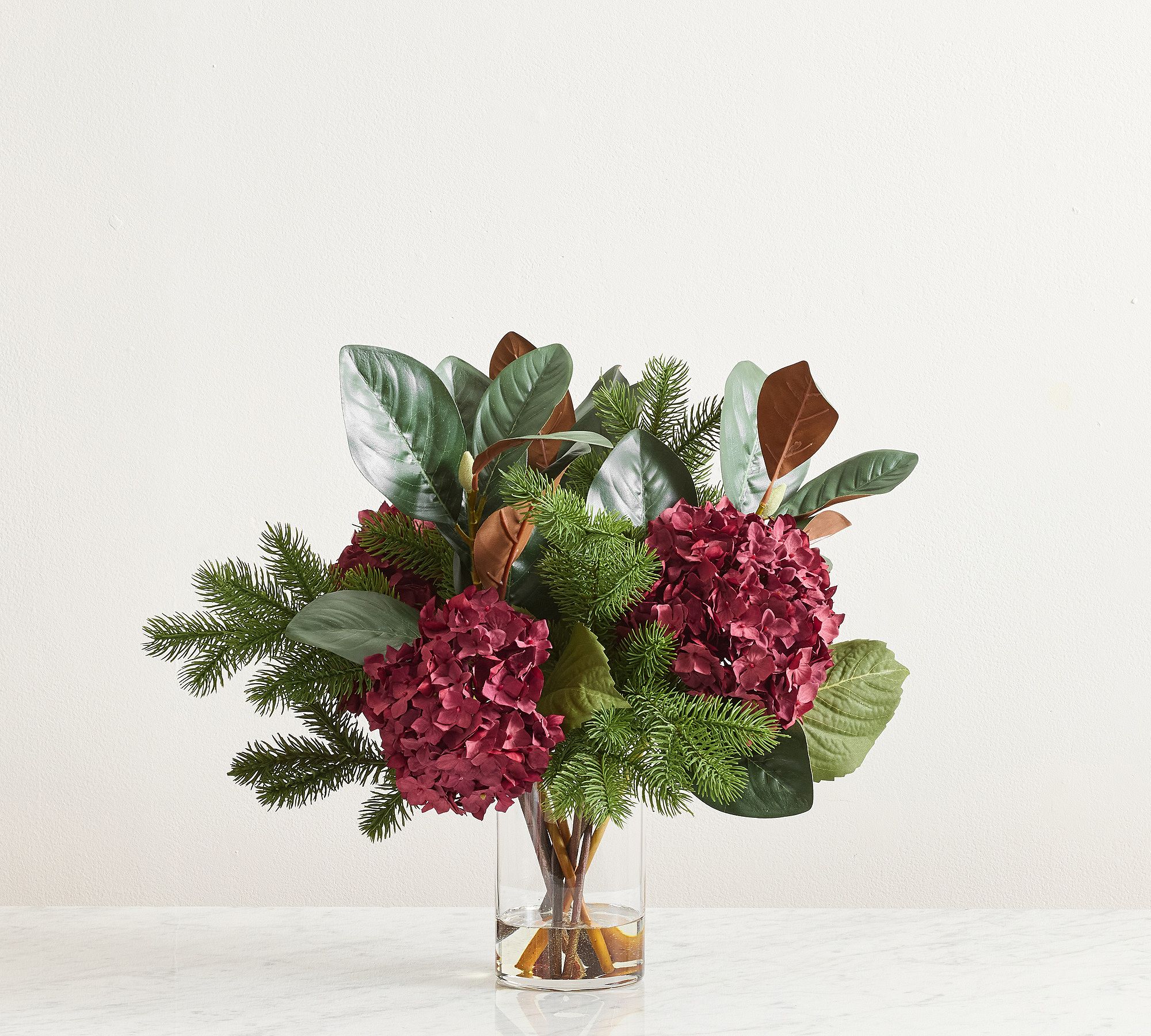 Faux Red Mixed Hydrangea Composed Arrangement