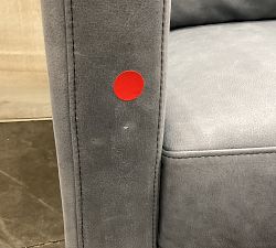 Open Box: Ayden Barrel Arm Leather Grand Swivel Chair (40") - Keystone Azure