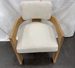 Open Box: Modern Farmhouse Dining Armchair - Performance Boucle Oatmeal, Fog