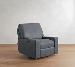Open Box: Turner Square Arm Power Swivel Glider Recliner - Performance Azure