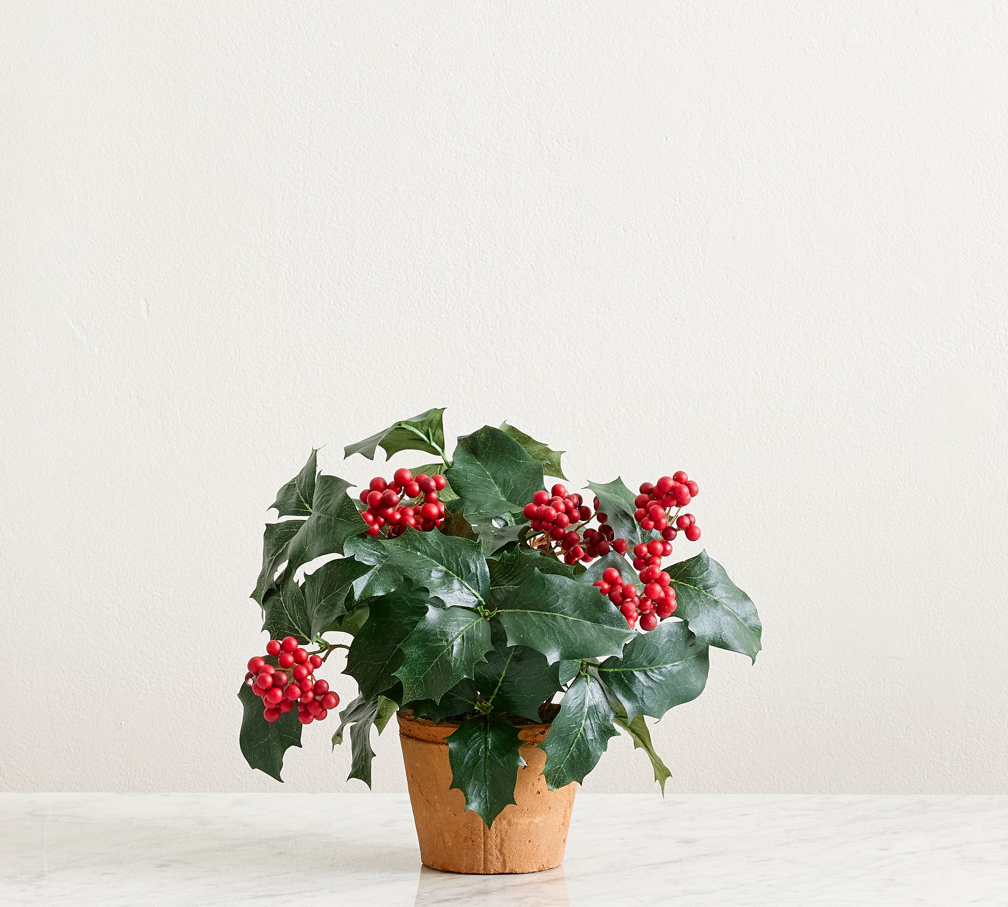 Faux Mini Potted Holly Plant
