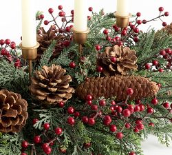 Faux Pinecone &amp; Red Berry Centerpiece
