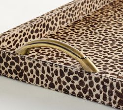 Cheetah Print Oak Wood Tray