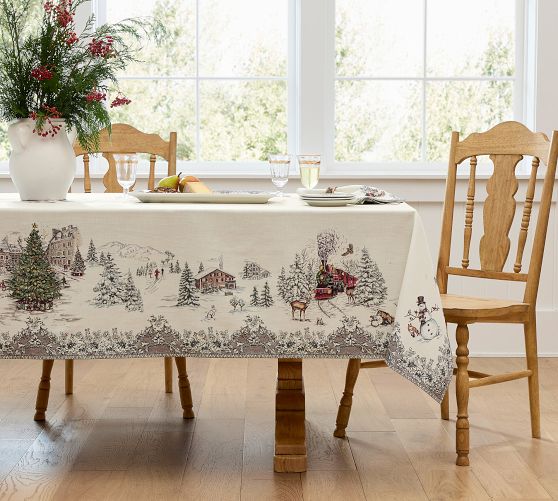 Vintage Christmas Cotton Tablecloth