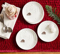 Whistler Chalet Embossed Stoneware Appetizer Plates - Set of 4