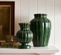 Fluted Green Ceramic Vase