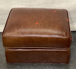 Open Box: Irving Leather Storage Ottoman - Coffee, Statesville Molasses